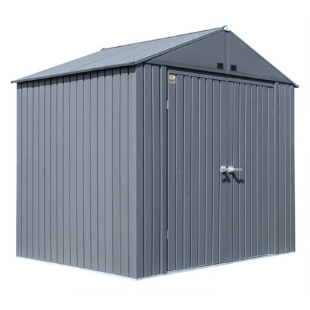 ARROW STORAGE PRODUCTS 310 cu ft PermaPlate Steel Peaked Roof Storage Shed, Anthracite EG86AN